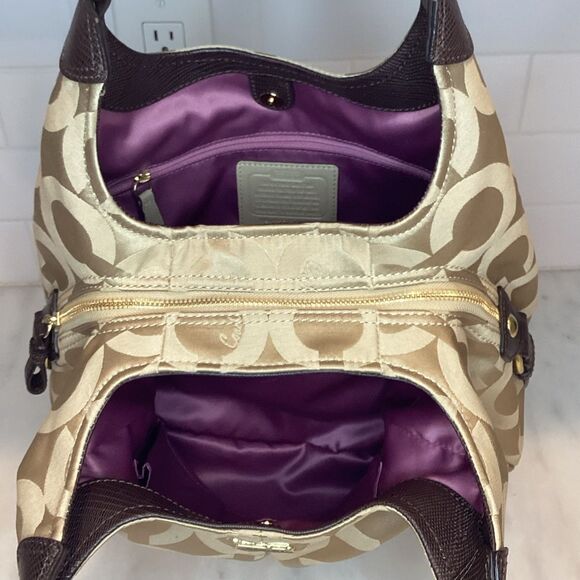 Coach Madison Maggie OpArt Gold/Tan Hobo Bag - Picture 11 of 16